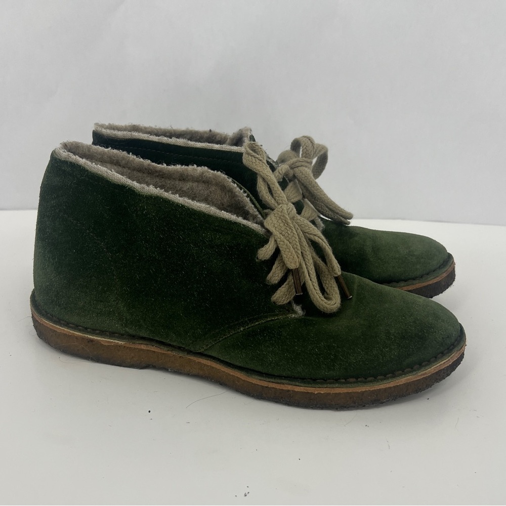 Barneys New York CO-OP Green Suede Ankle Boots